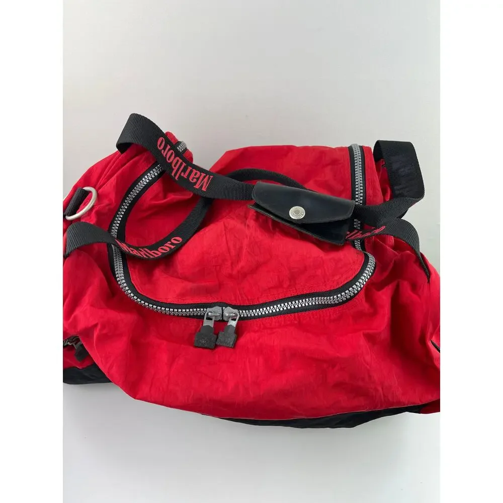 Vintage MARLBORO Red Black Duffle Bag Strap +Removable Backpack Memorabilia RARE